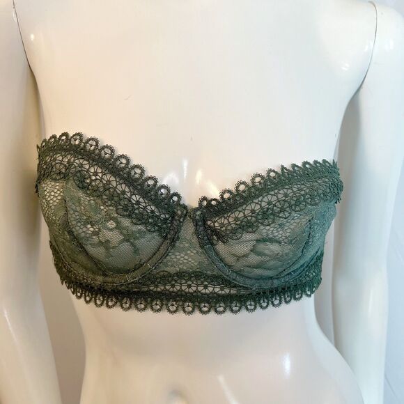 Victoria's Secret Very Sexy Dark Green Unlined Strapless Bra Size 34C - Picture 1 of 7